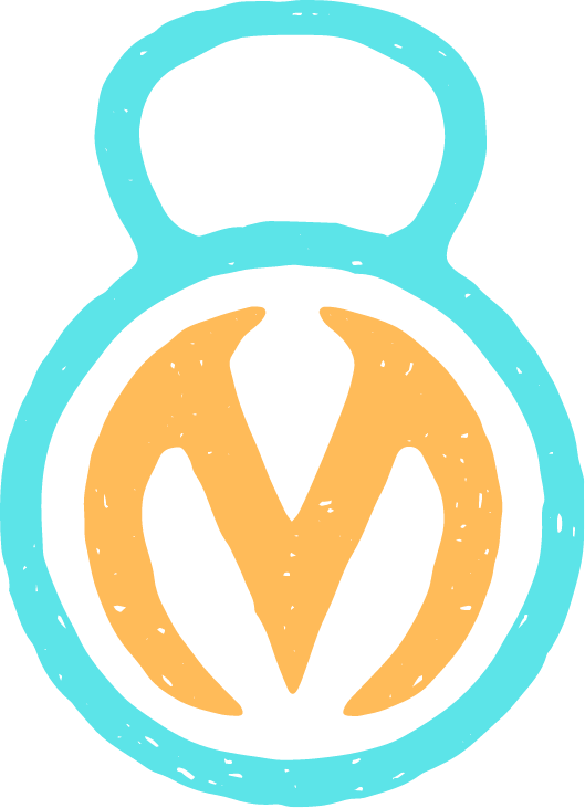 Kettlebell with an M letter inside - logo icon